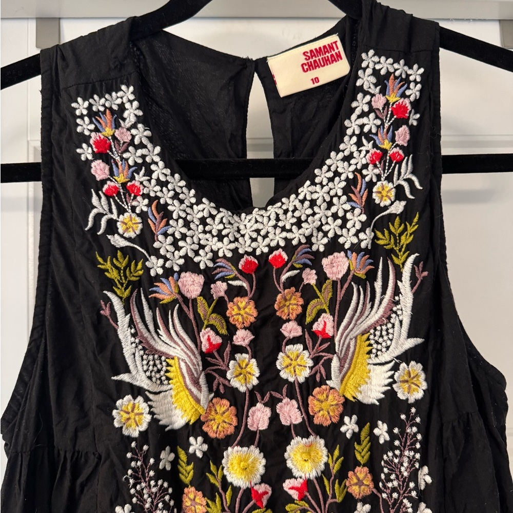 Anthropologie Black Maxi Dress with Multicolor Embroidery - Picture 7 of 10